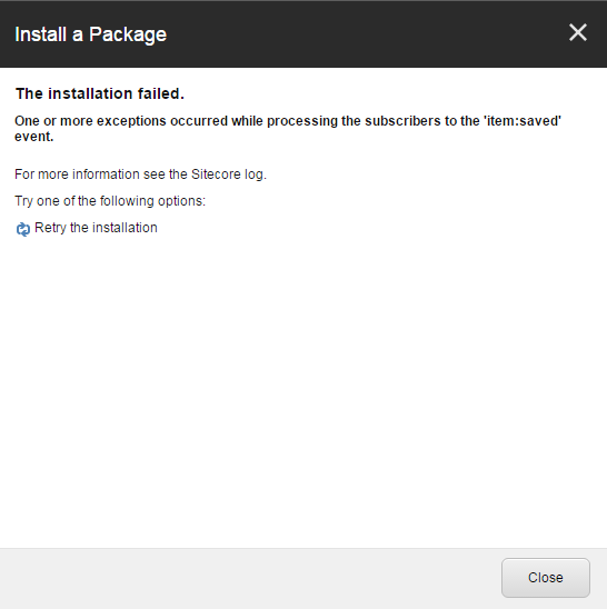 Installation failed when installing a package