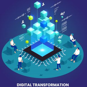 Digital transformation isometric concept