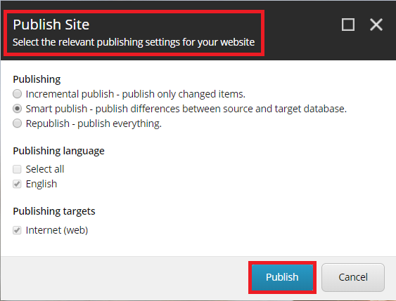 Smart publish the website