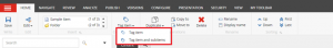 Menu item 'Tag item' and 'Tag item and subitems'
