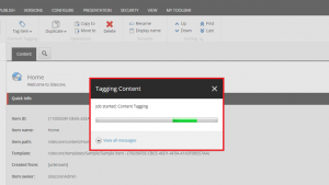 Tagging content job started