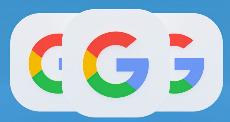 google application logo 3d rendering blue background -
