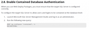 Enable Contained Database Authentication for SC 9.2