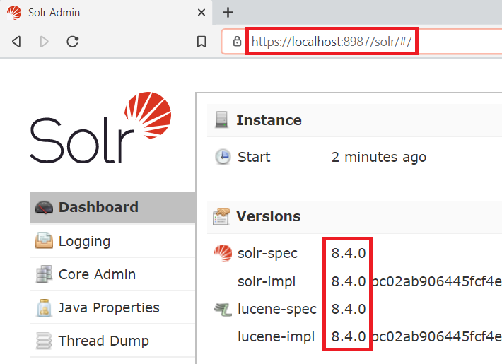 Show Solr version 8.4.0 for SC10.1