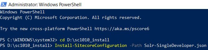 Running Install-SitecoreConfiguration command for SC10.1