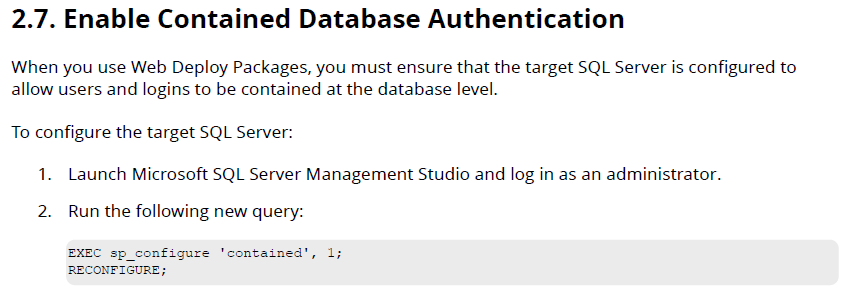 Enable Contained Database Authentication for SC10.1