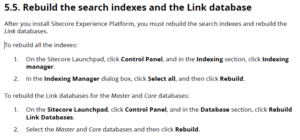 Rebuild search indexes and link database for SC10.0.1