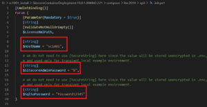 Show hostname, admin password and SQL password values for SC10.0.1