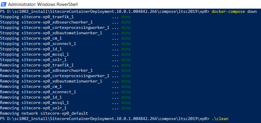 Stopping and removing components for SC10.0.2