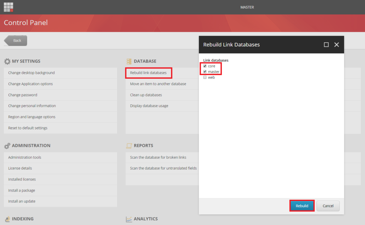 Rebuild link database, core and master for SC10.2