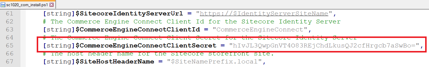 Highlight CommerceEngineConnectClientSecret