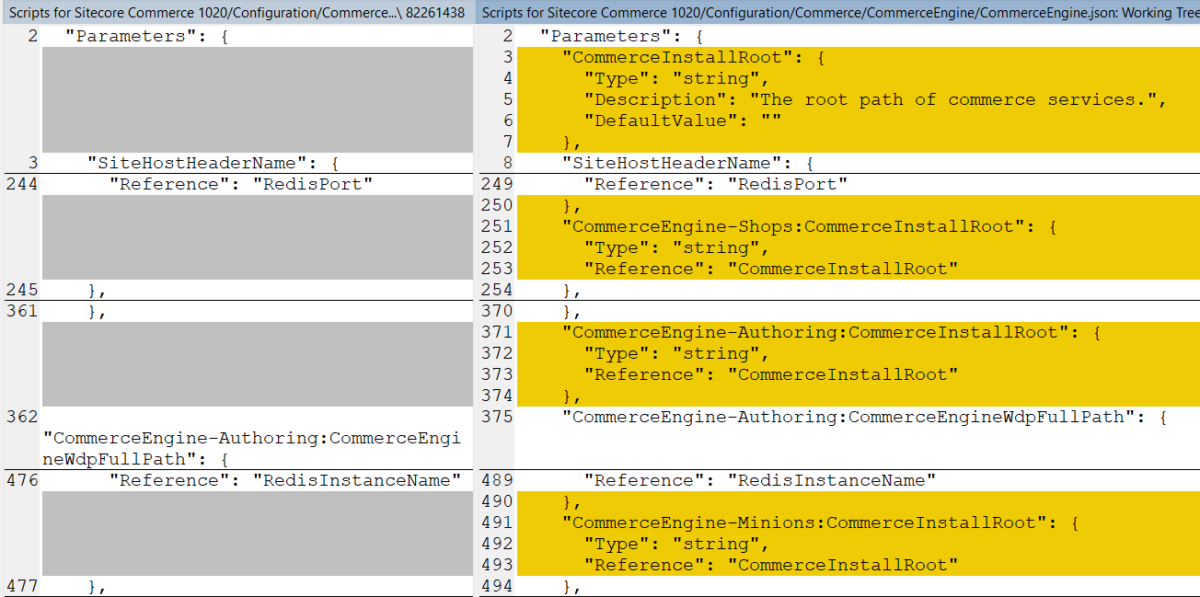 Side-by-side comparison of the code