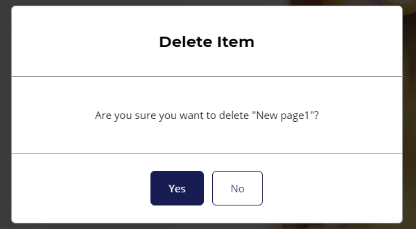 Confirming deletion of page
