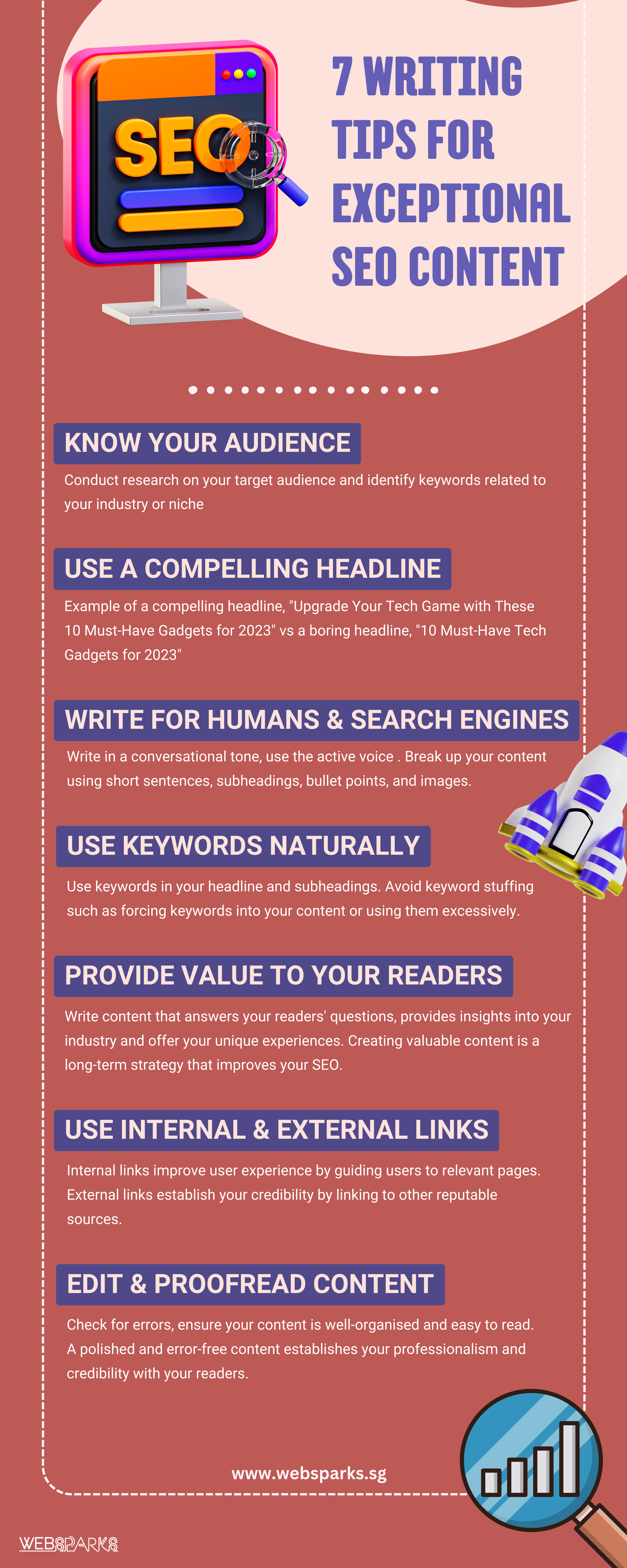infographic on writing tips for crafting exceptional SEO content