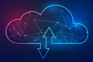 cloud computing polygonal wireframe technology concept background