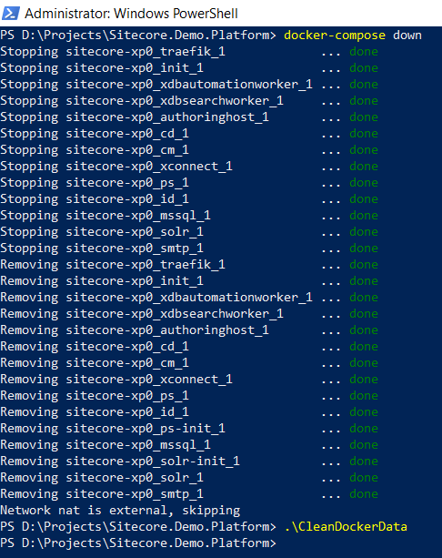 Stopping and removing components for SC10.2.0