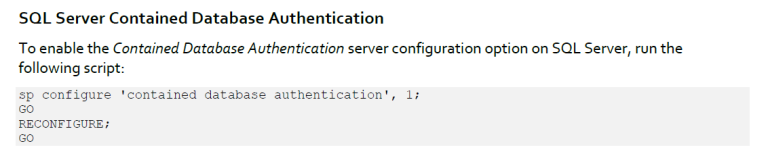 Enable Contained Database Authentication