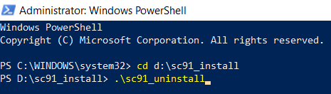 Show .sc91_uninstall command