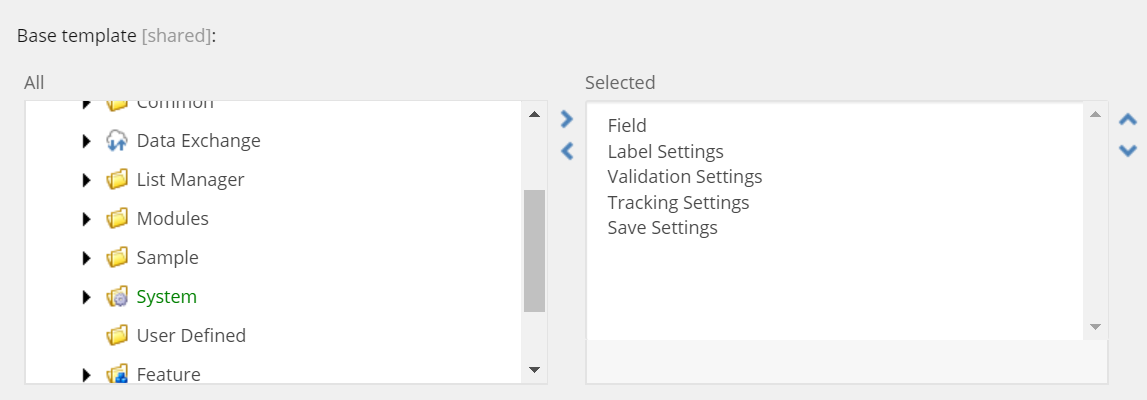 List of selected settings for System folder
