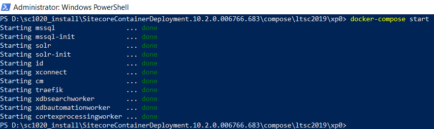 Starting sitecore components for SC10.2