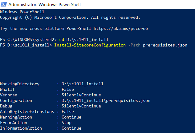 Running Install-SitecoreConfiguration command for SC10.11