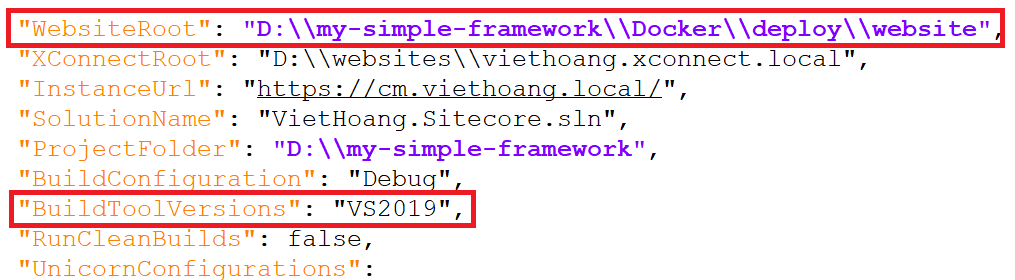 WebsiteRoot and BuildToolVersions values