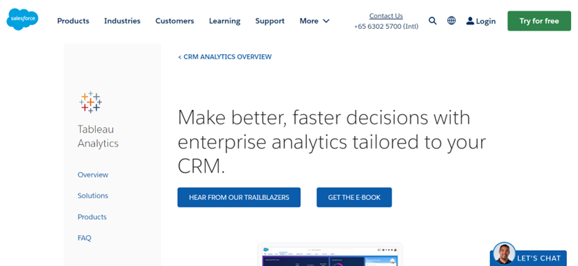 screenshot of Salesforce Einstein Analytics