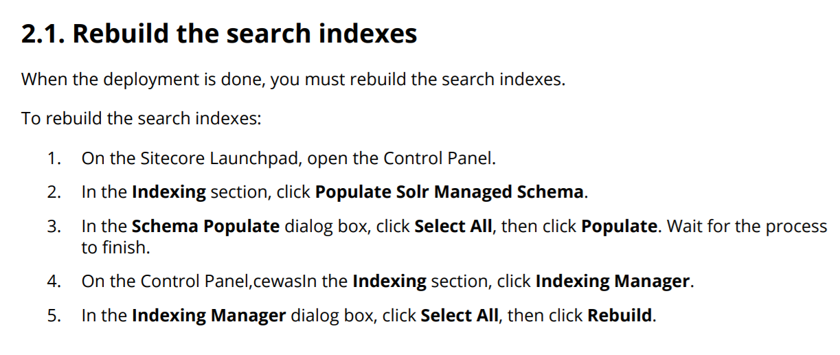 Rebuild the search indexes