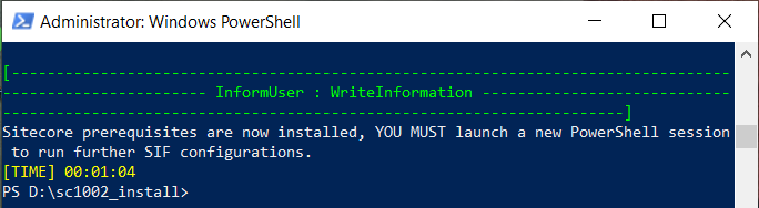 Informing the user to launch a new powershell