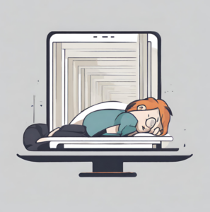 A man lying on the laptop signifying lazy loading