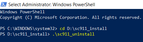 sc911 uninstall execution command_sc9.1