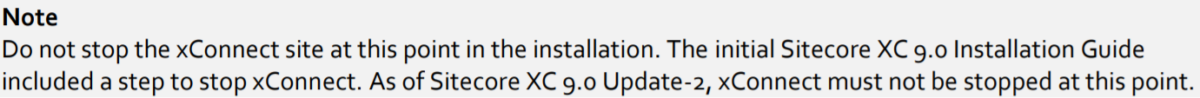 Do not stop xConnect site note