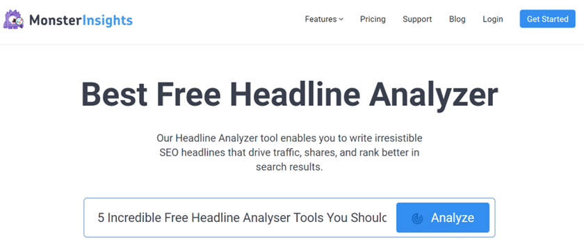 MonsterInsights Headline Analyzer Homepage