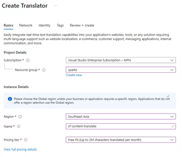 Azure translator
